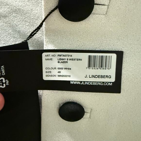 J.Lindeberg Men’s Blazer Western Fringe White Black Rodeo Maximalism Size 48 NWT - Picture 2 of 11